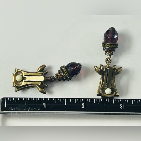 Heidi Daus - Long Clip-on Earrings With an Art Deco Design  Heidi Daus CLIP Swarovski Crystals Art Deco Style Very Vintage Earrings